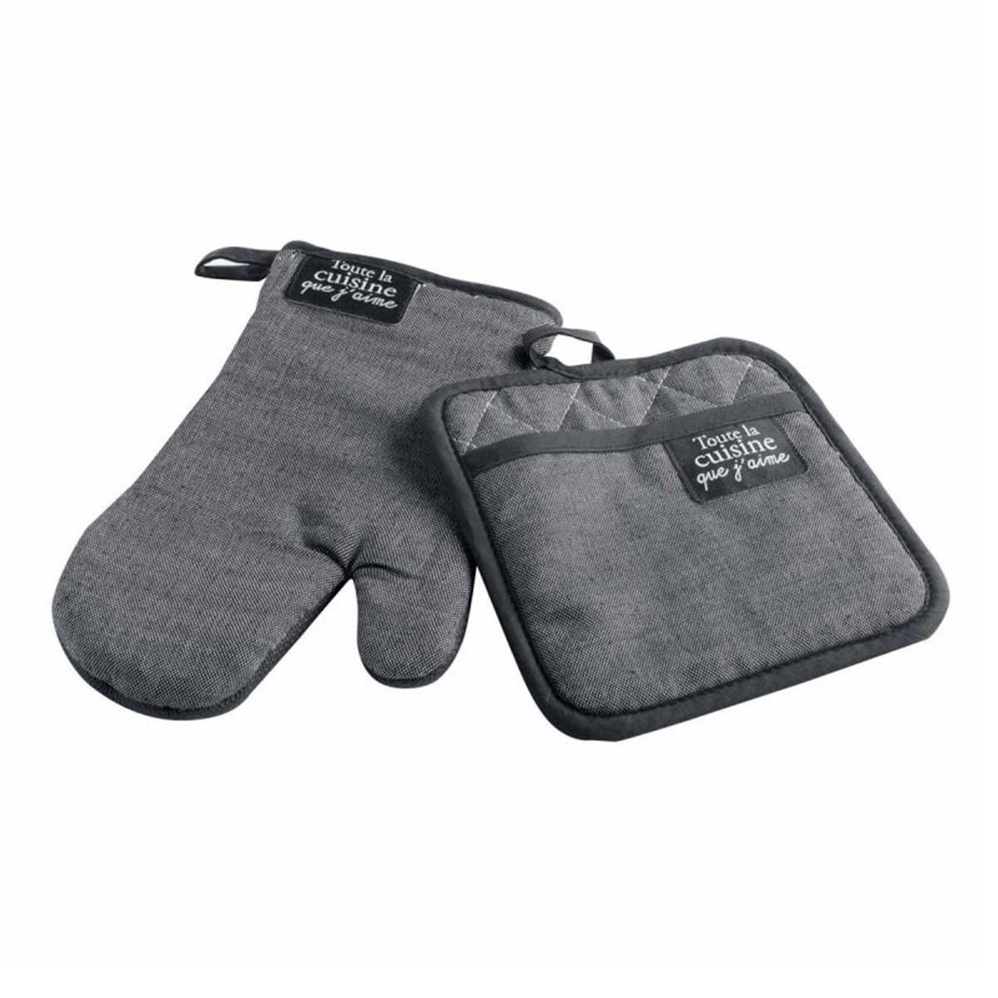 Douceur d'Intérieur Gant & manique chambray  harold  18x28cm gris