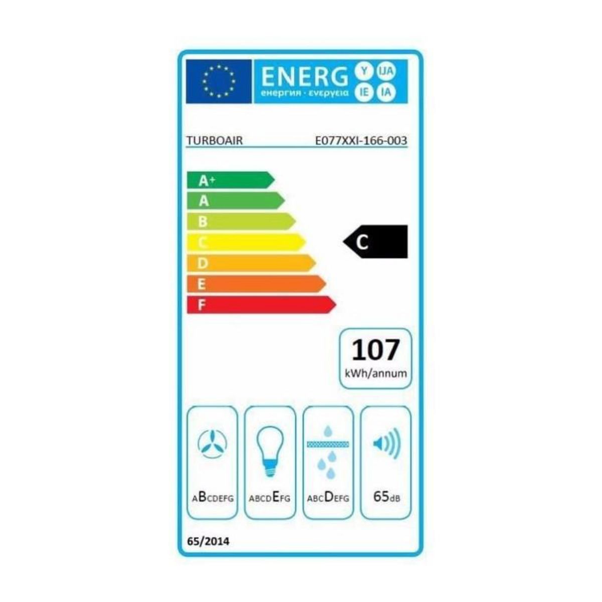 TURBOAIR Hotte décorative inclinée 60cm 625m3/h noir - PRF0107819
