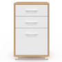Voir la diapositive 4 : ID MARKET Caisson de bureau JON support imprimante 3 tiroirs blanc et bois