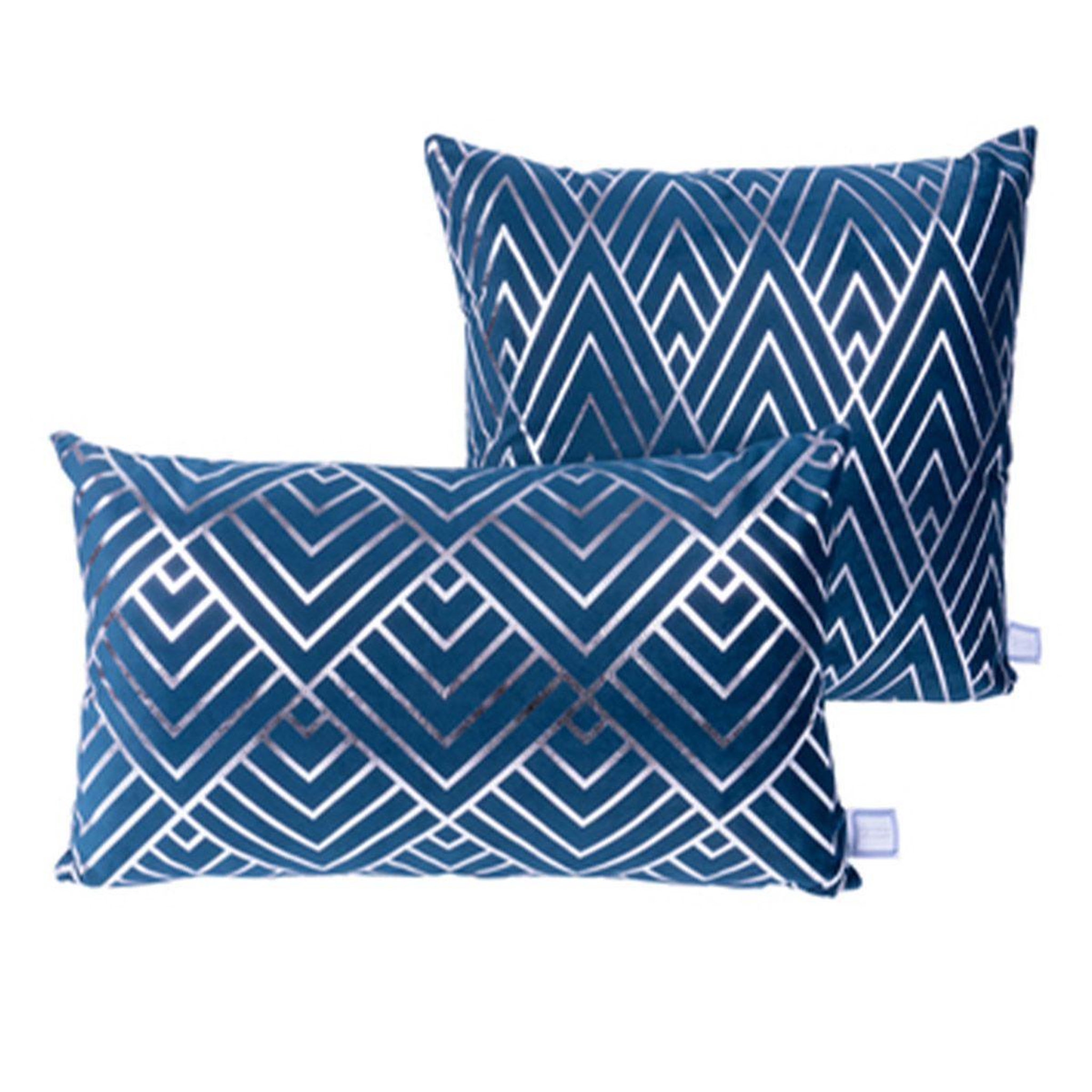 Paris Prix Lot de 2 coussins déco  prisma ii  30x50cm bleu