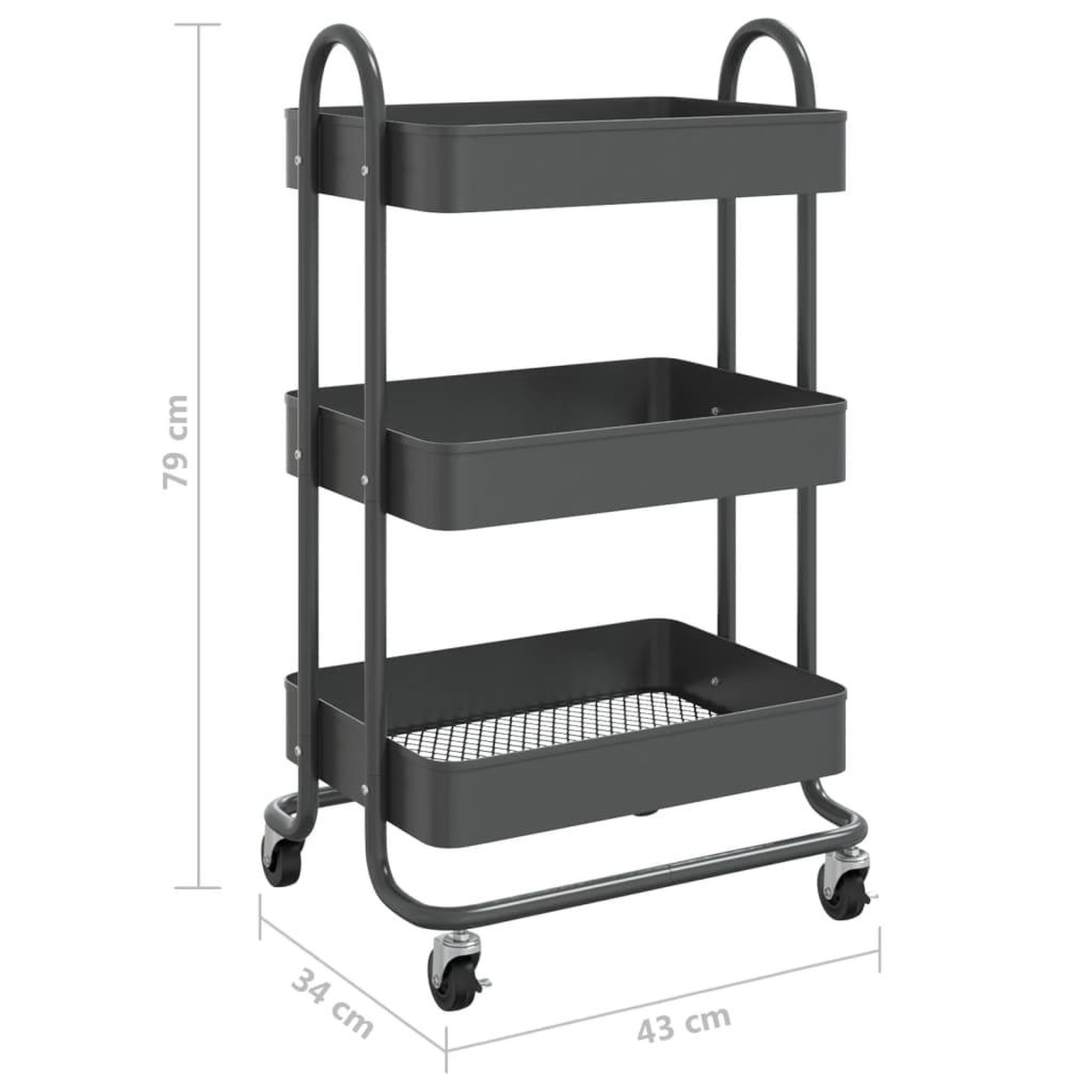 Voir la diapositive 6 : VIDAXL Chariot a 3 niveaux Anthracite 43x34x79 cm Acier