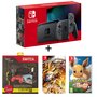 Console Nintendo Switch Joy-Con Gris + Pack de 9 accessoires Nintendo Switch + Dragon Ball FighterZ + Pokemon Let's Go Evoli