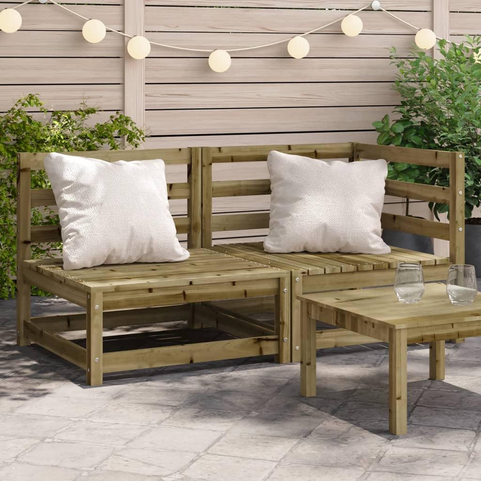 VIDAXL Canape de jardin 2 places bois de pin impregne