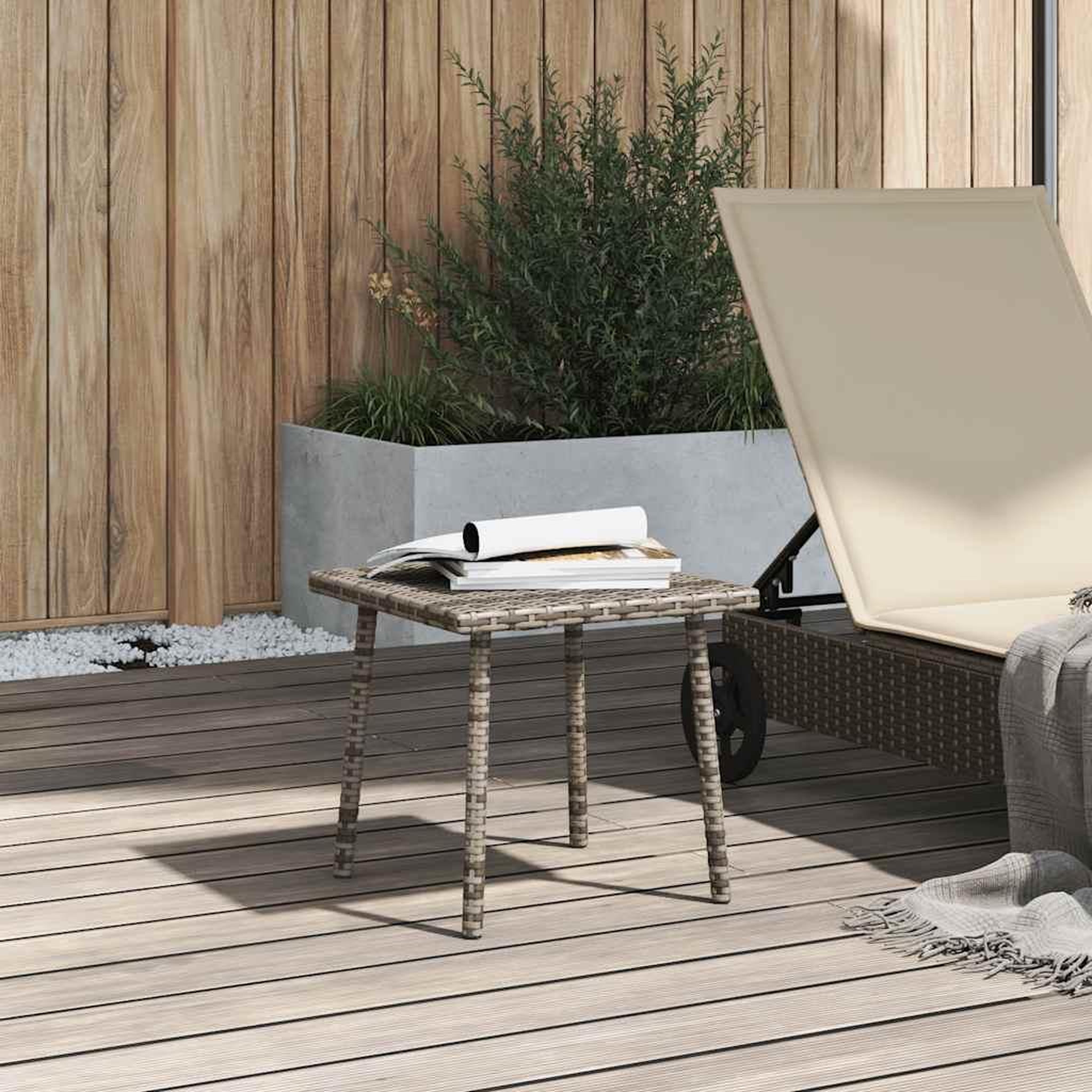 Voir la diapositive 3 : VIDAXL Table basse de jardin rectangulaire gris 40x40x37 cm rotin