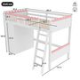 Voir la diapositive 3 : MERAX Lit combiné enfant 90x200cm pin coloris blanc et rose