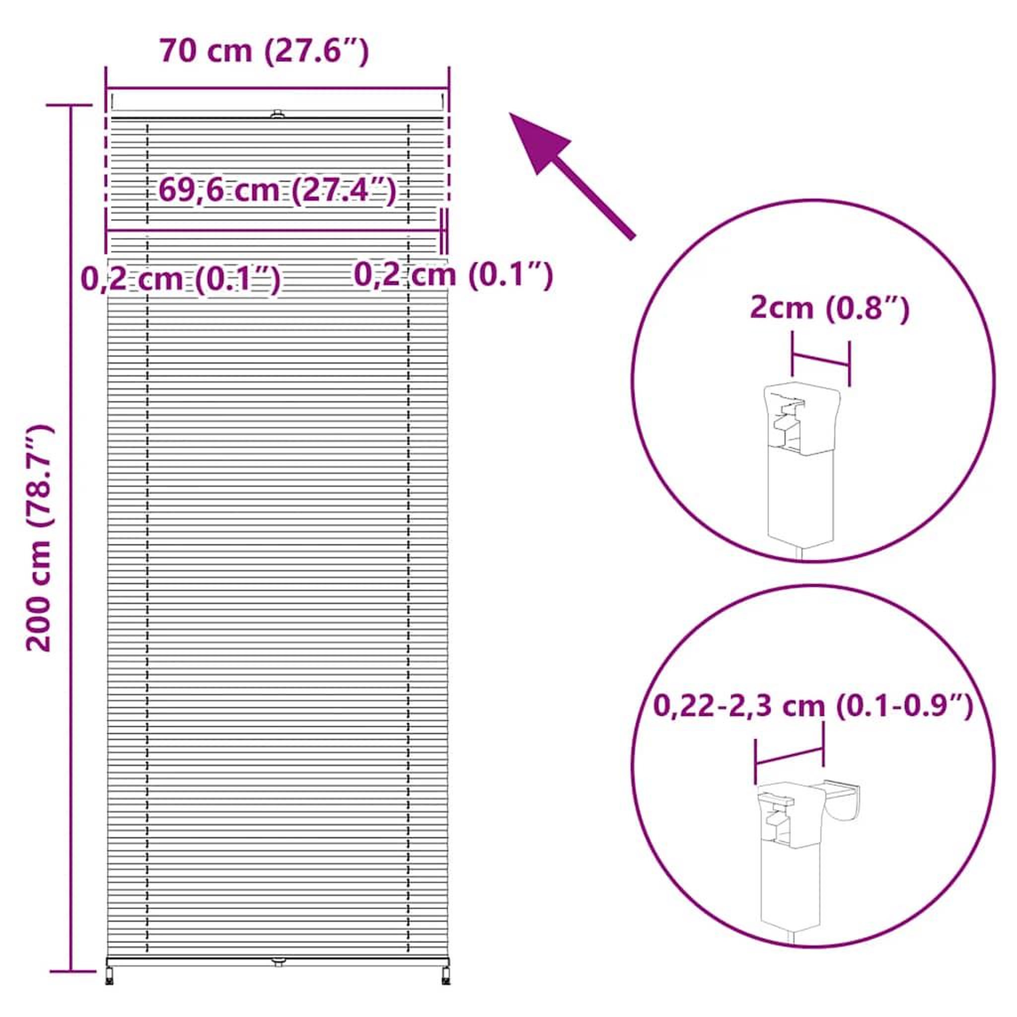 Voir la diapositive 6 : VIDAXL Store plisse 70x200 cm blanc