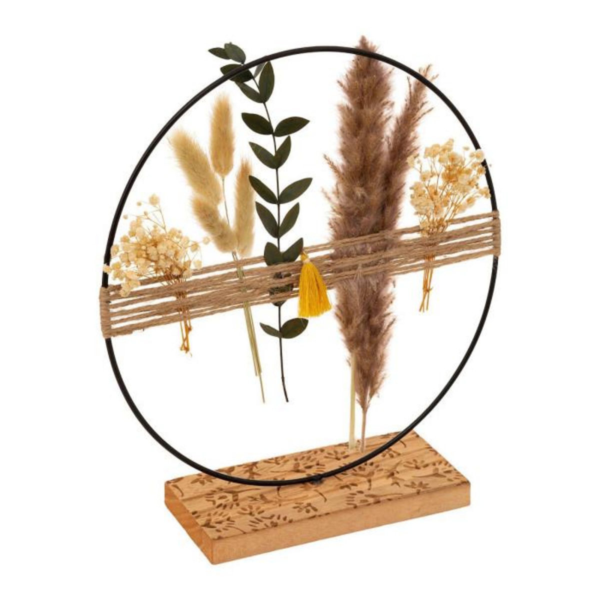 ATMOSPHERA Cercle Déco sur Pied  Lour  31cm Naturel & Noir