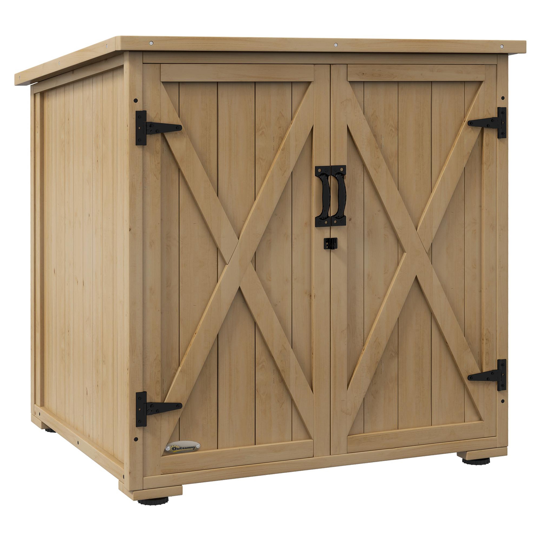 OUTSUNNY Armoire de jardin 2 portes croisillons étagère toit bitumé bois sapin pré-huilé