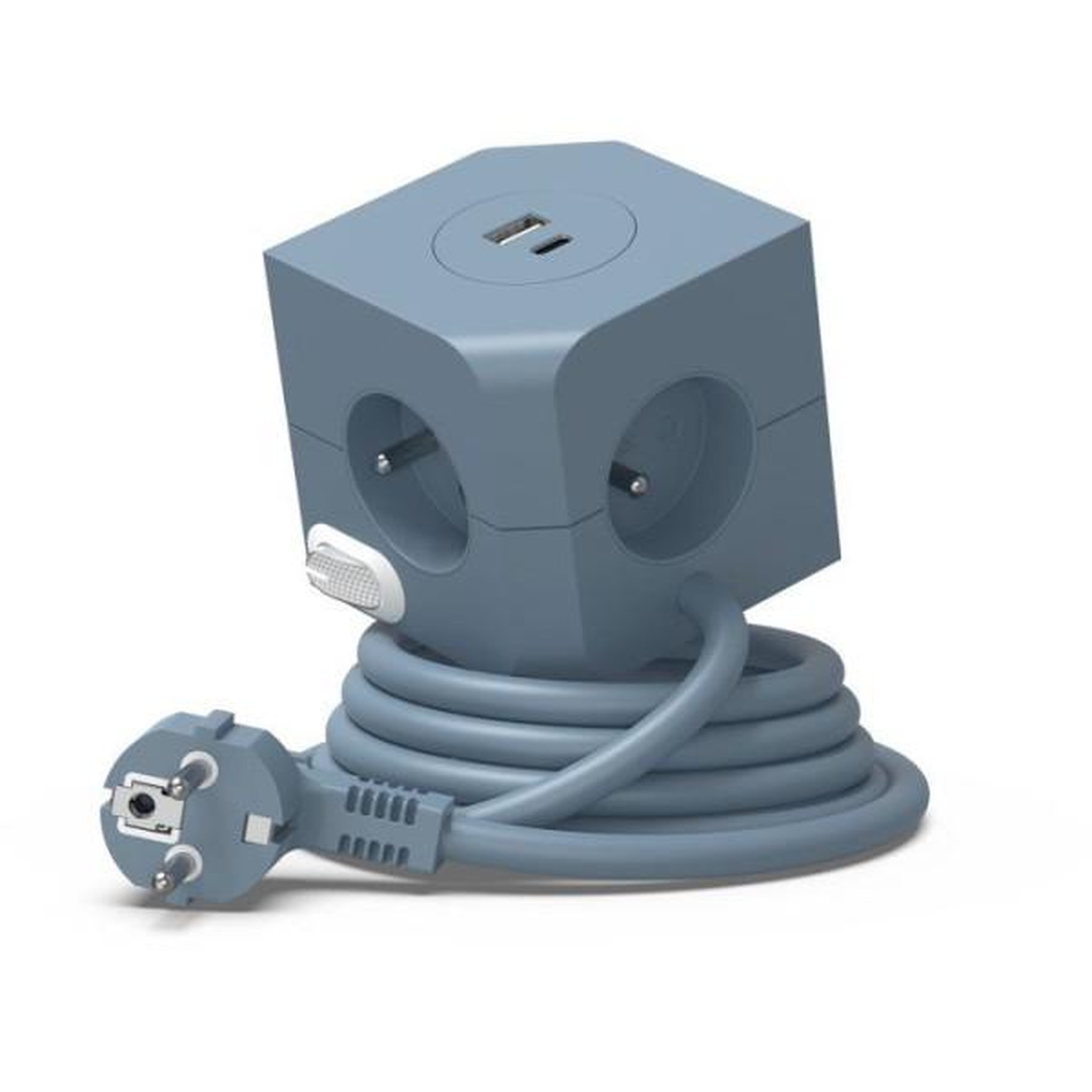 LINK2HOME Cube multiprise avec double port usb - link2home - 4 prises secteur 16a - 2 ports usb - 3680 w max - bleu