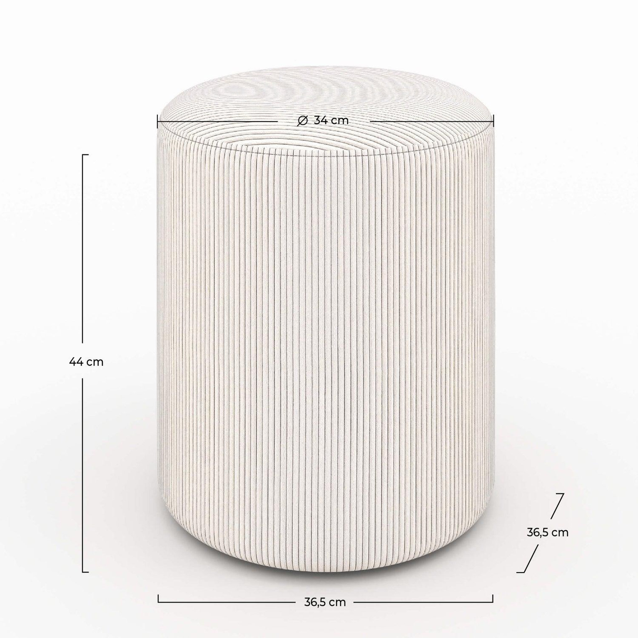 Voir la diapositive 4 : MAISON PAVANE Pouf rond en velours côtelé beige-lily
