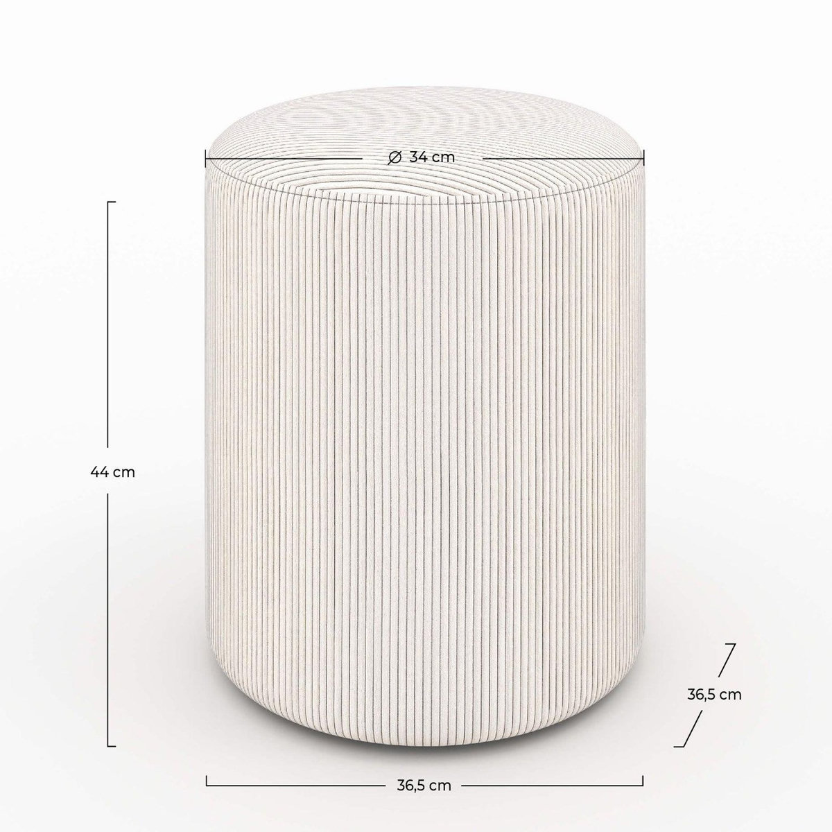 Rendez vous déco Pouf rond en velours côtelé beige-Lily