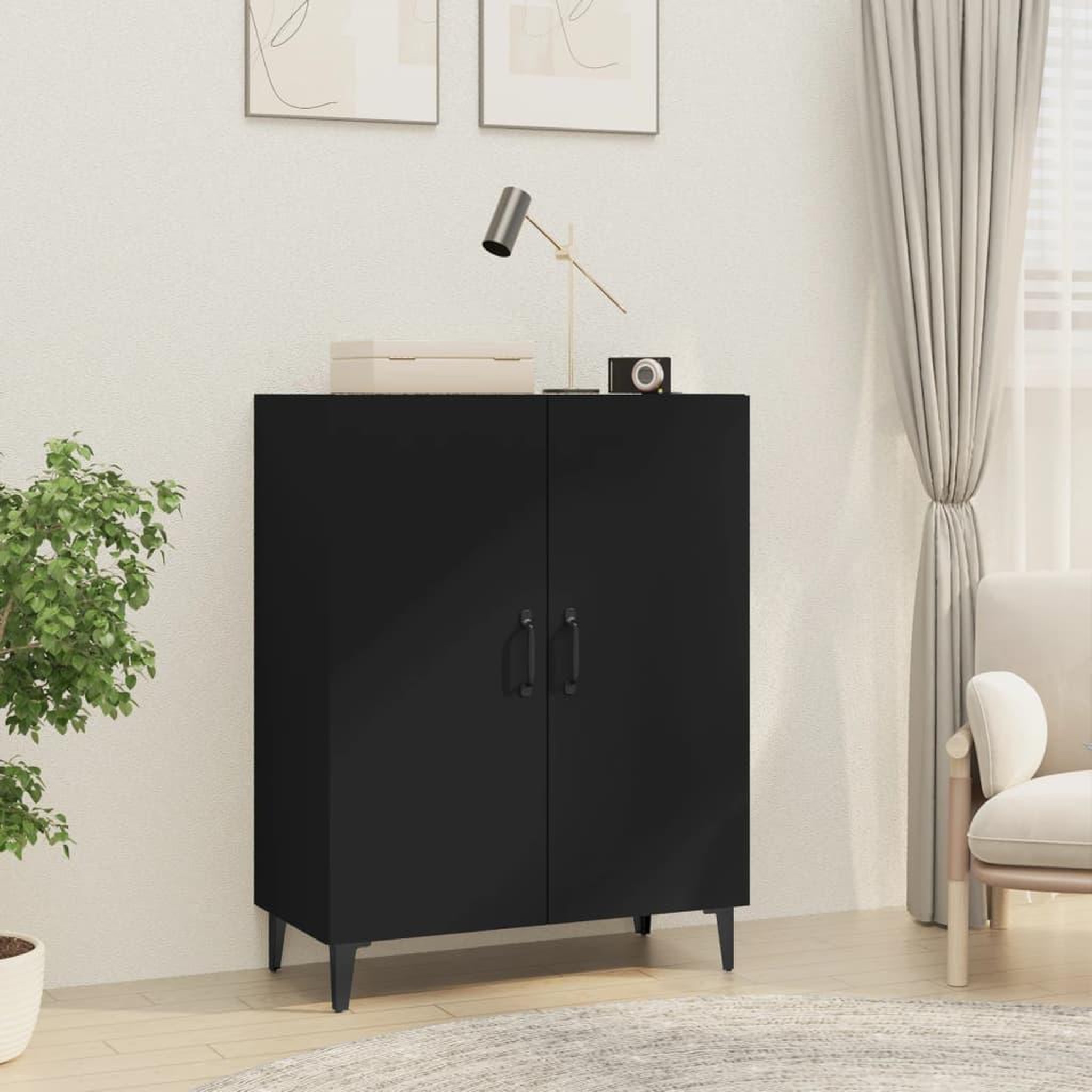 Voir la diapositive 1 : VIDAXL Buffet Noir 70x34x90 cm Bois d'ingenierie