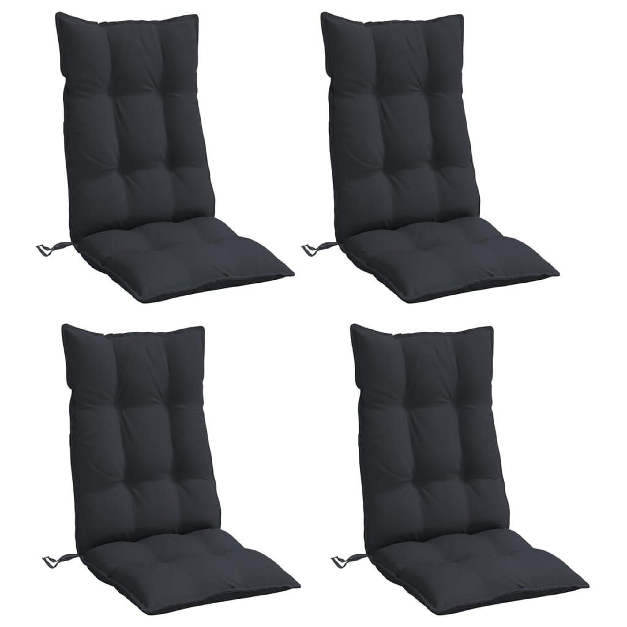 Voir la diapositive 3 : VIDAXL Coussins de chaise a dossier haut lot de 4 noir tissu oxford