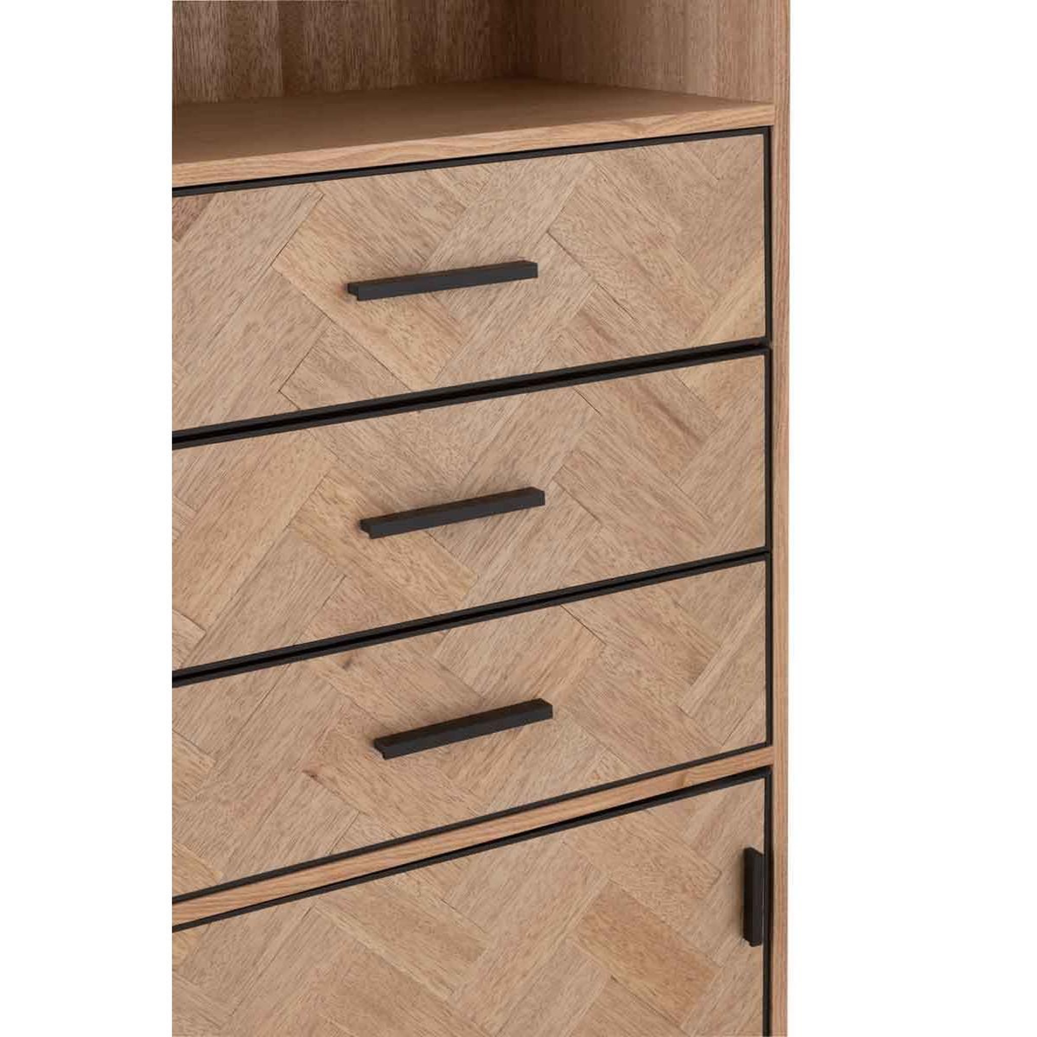 Voir la diapositive 6 : J-LINE Chiffonnier 3 tiroirs  miraza  158cm naturel & noir