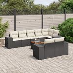 VIDAXL Salon de jardin 9 pcs avec coussins noir resine tressee