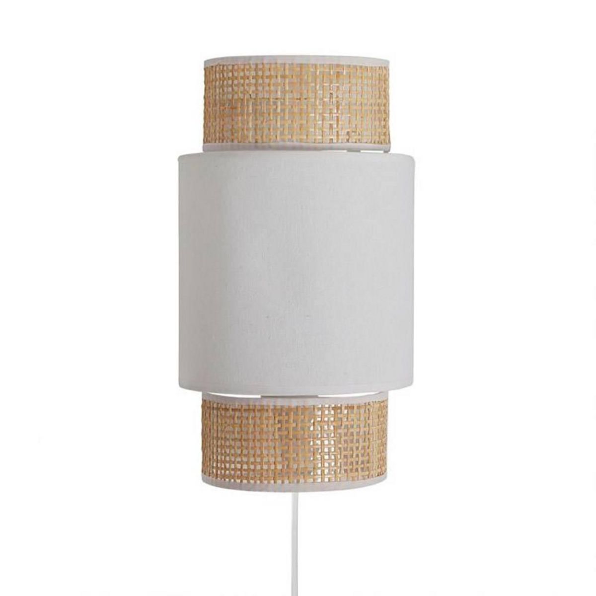 OSTARIA Applique incurvée rotin tissu blanc