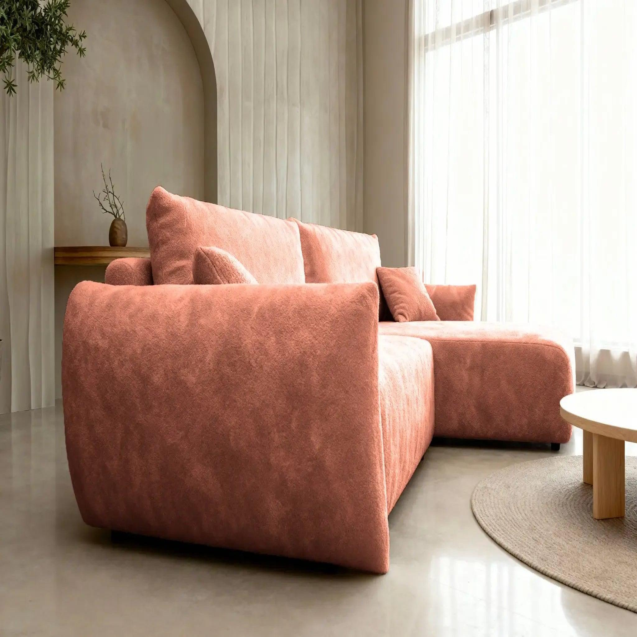 Voir la diapositive 5 : CASANOVA PARIS Elio - canapé d'angle convertible tissu bouclette