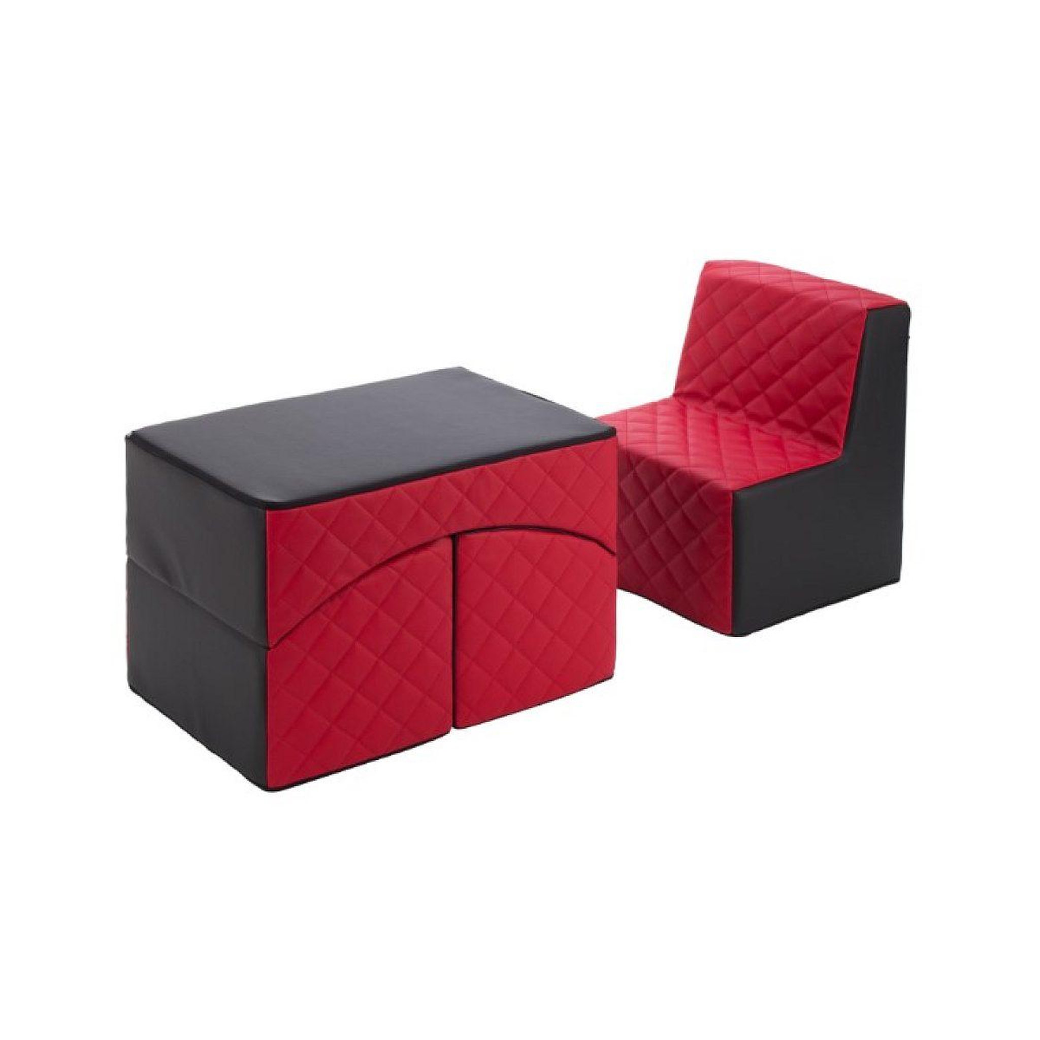 VELINDA Ensemble de meubles en mousse : chaise et fauteuil noir-rouge