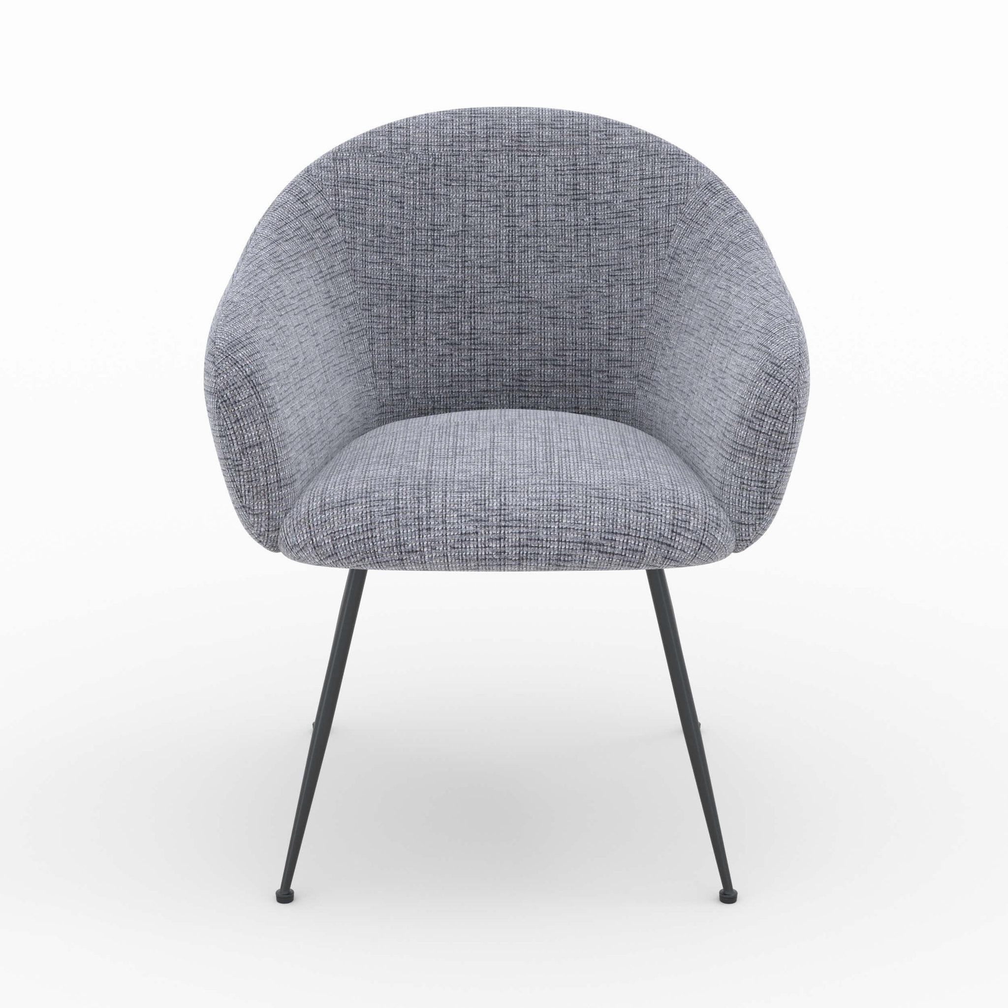 Voir la diapositive 5 : MAISON PAVANE Fauteuil en tissu gris chiné et pieds en métal noir-socky