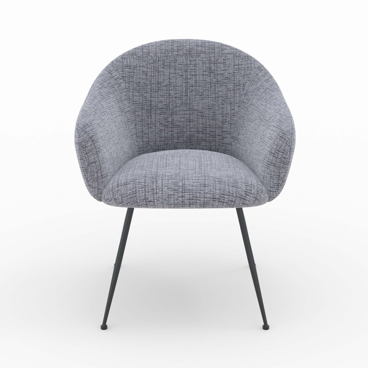 MAISON PAVANE Fauteuil en tissu gris chiné et pieds en métal noir-Socky