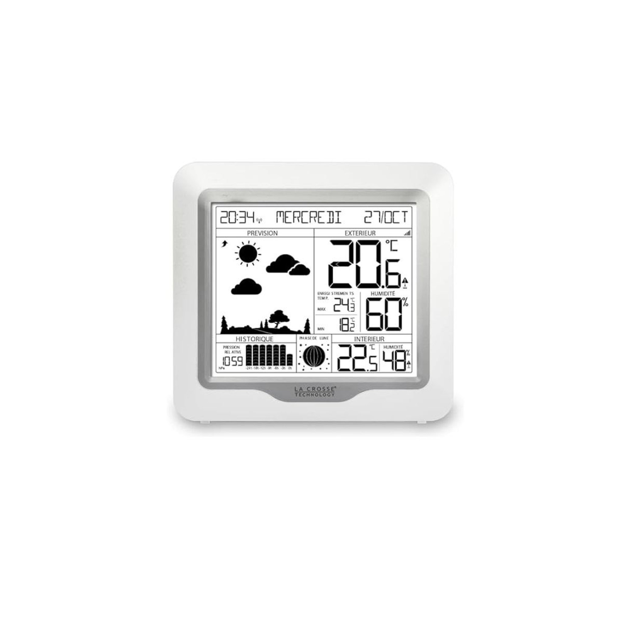 Voir la diapositive 2 : La crosse technology Station météo sans fil avec écran lcd - ws6823whi-sil