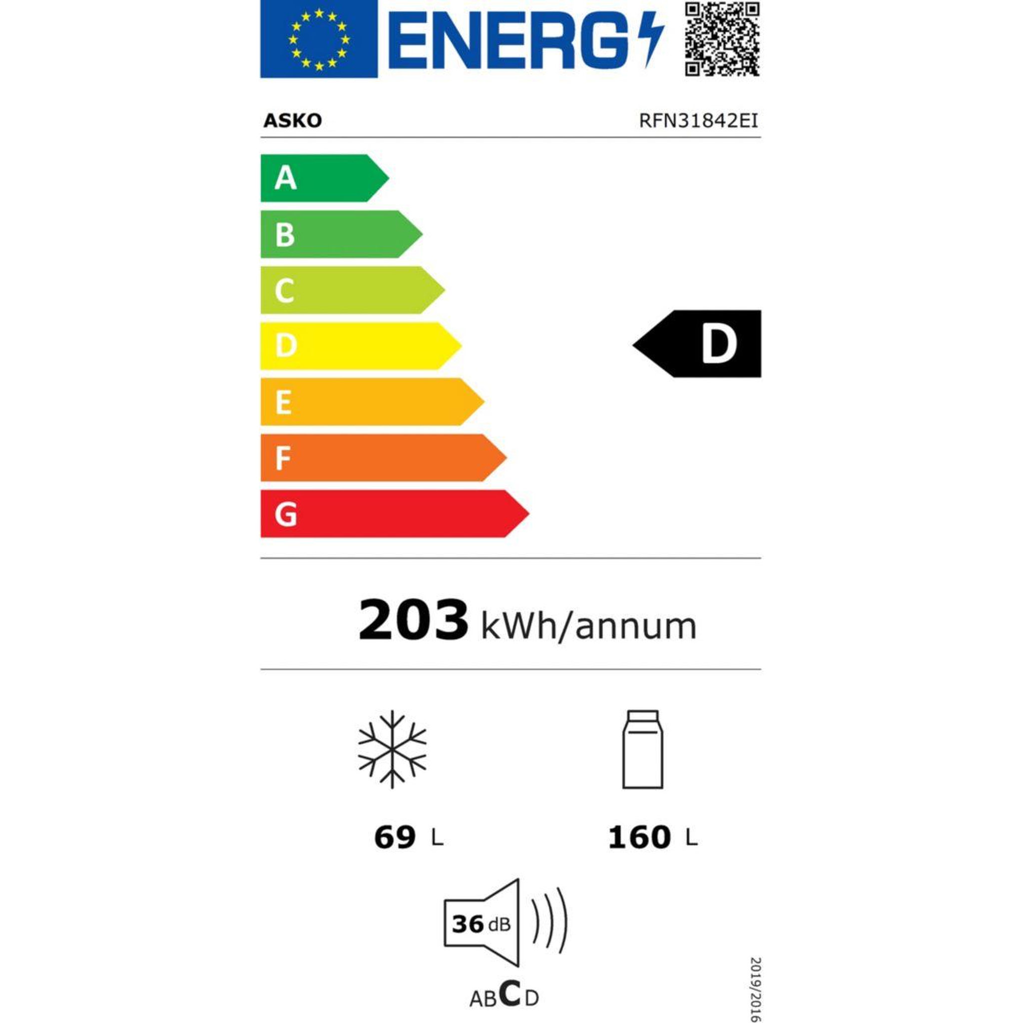 Voir la diapositive 6 : ASKO Réfrigérateur combiné encastrable RFN31842EI