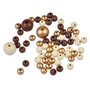 Voir la diapositive 1 : Paris Prix Lot de 63 Perles Rondes  Bois  1-2cm Beige & Or
