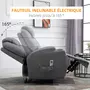 HOMCOM Fauteuil luxe de relaxation et massage inclinaison dossier repose-pied électrique revêtement synthétique gris