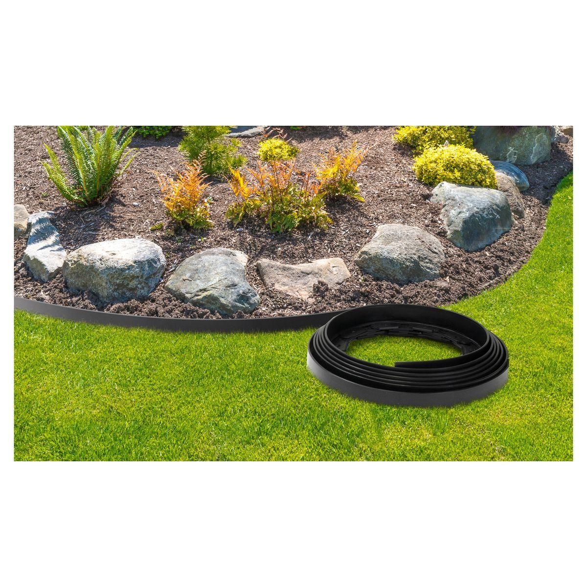 Inkazen Rouleau de bordurette plastique (L)1000 cm x (H)5cm x Epaisseur : 0,47cm