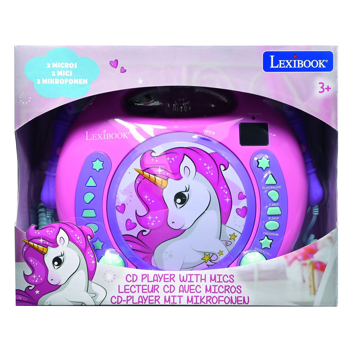 Lexibook Lecteur CD portable avec 2 microphones coloris Licorne