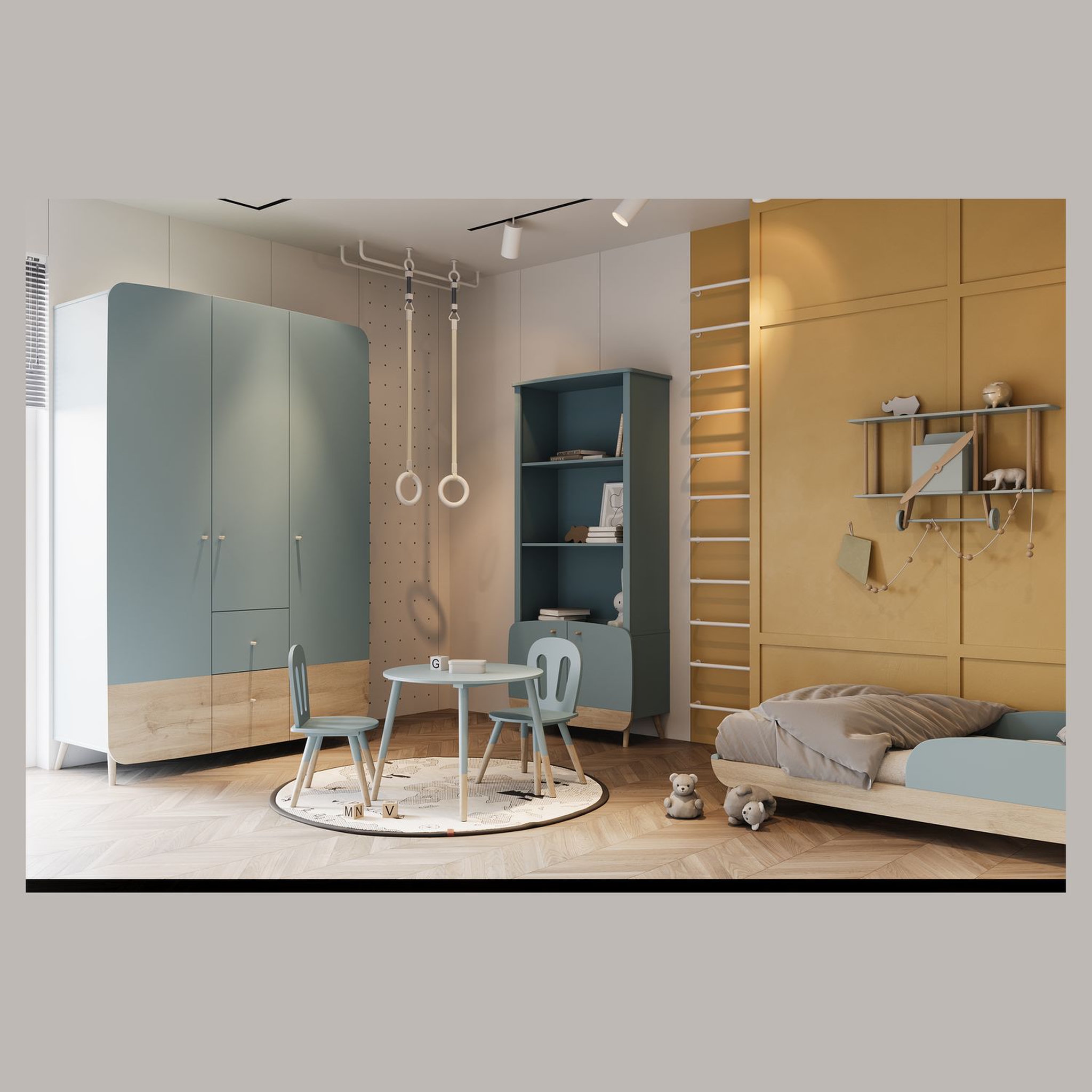 Voir la diapositive 8 : Lit enfant 70x140 cm bleu LINIA 
