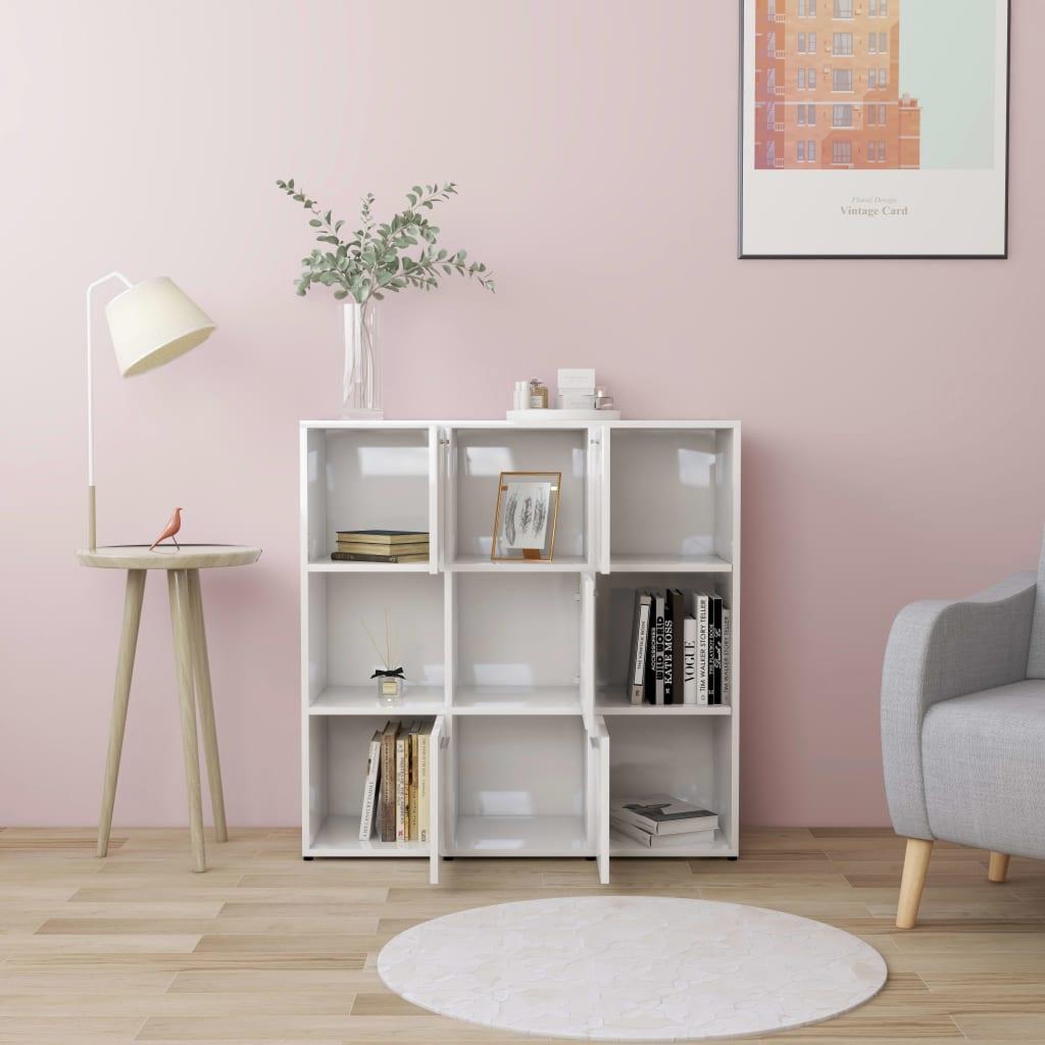 Voir la diapositive 3 : VIDAXL Bibliotheque Blanc brillant 90x30x90 cm Bois d'ingenierie