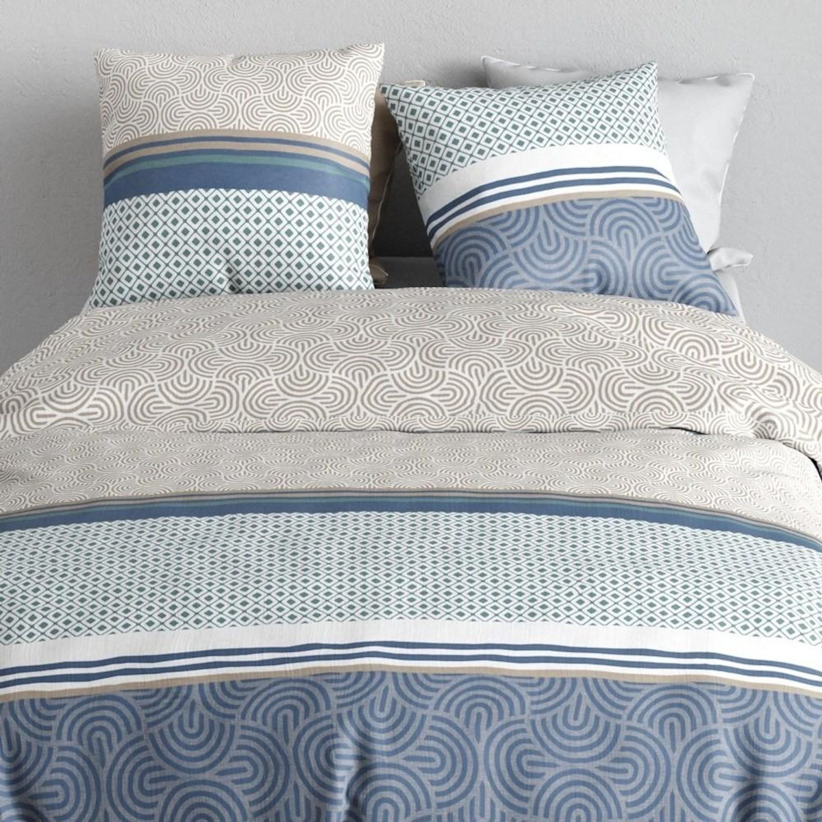 ATELIER DU COTON Housse de couette 260x240 + 2 taies en coton 57 fils