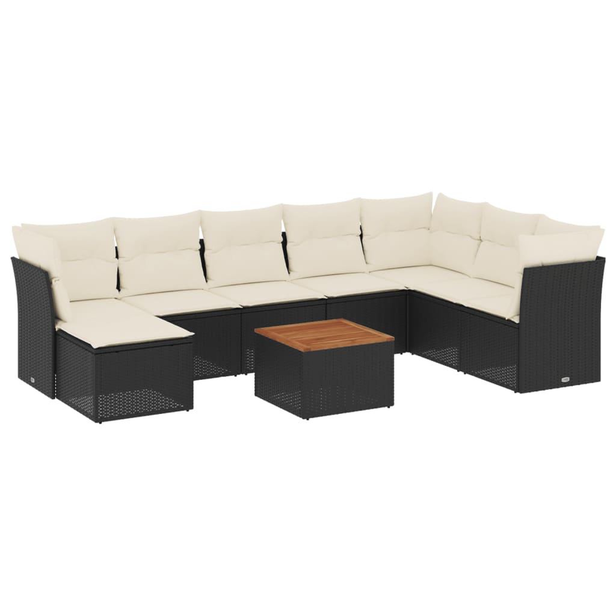 Voir la diapositive 2 : VIDAXL Salon de jardin 9 pcs avec coussins noir resine tressee