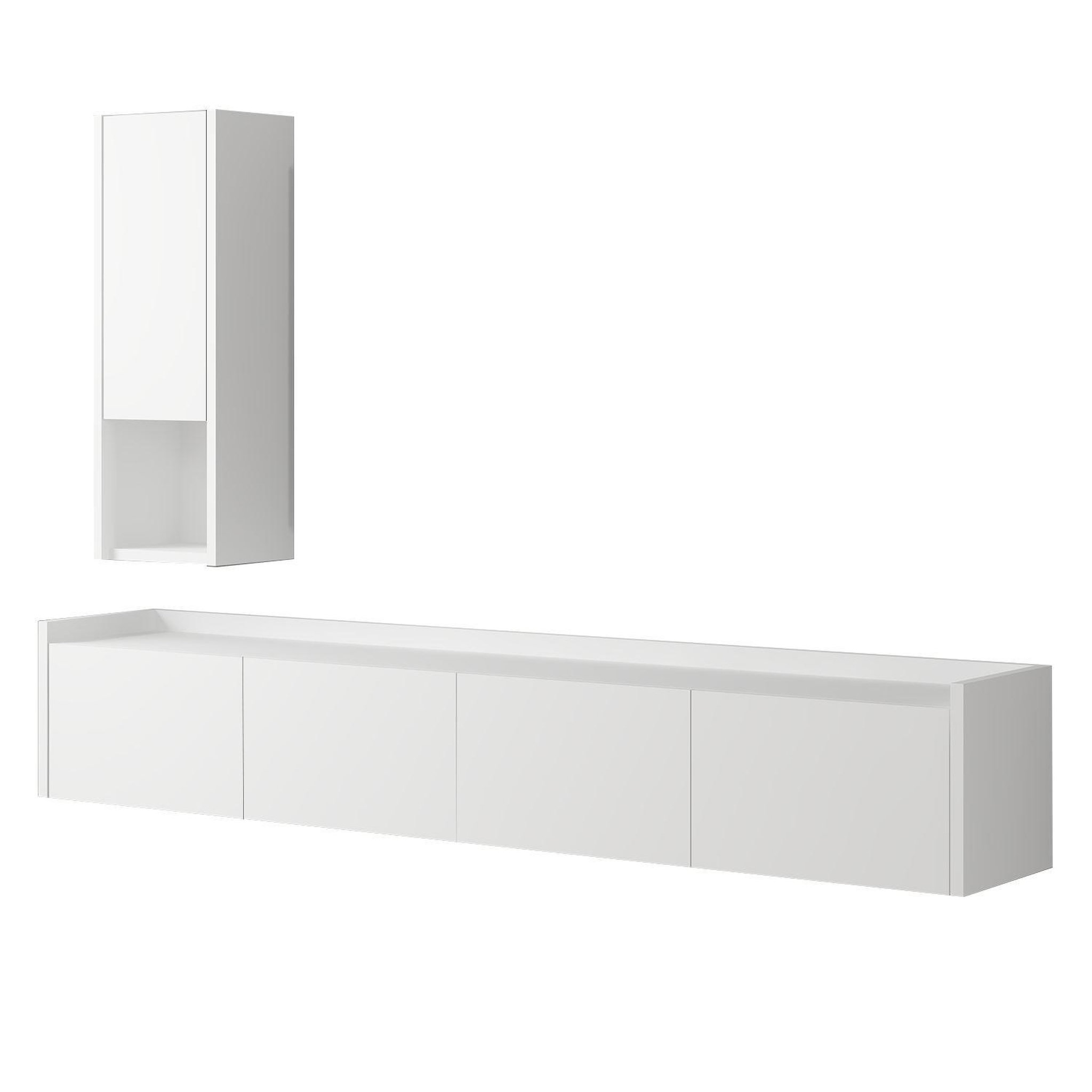 Voir la diapositive 1 : Habitat et Jardin Meuble tv avec étagère murale en bois  sema  - 160 x 30 x 35 cm - blanc