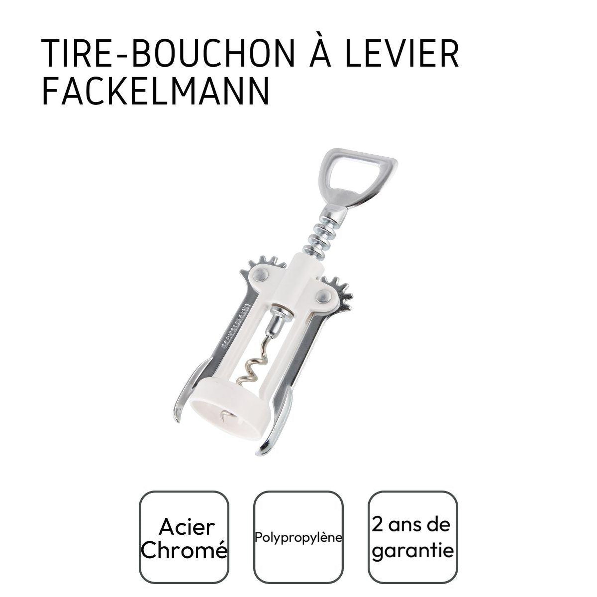 Voir la diapositive 4 : Fackelmann Tire-bouchon à levier blanc avec décapsuleur fackelmann bar concept