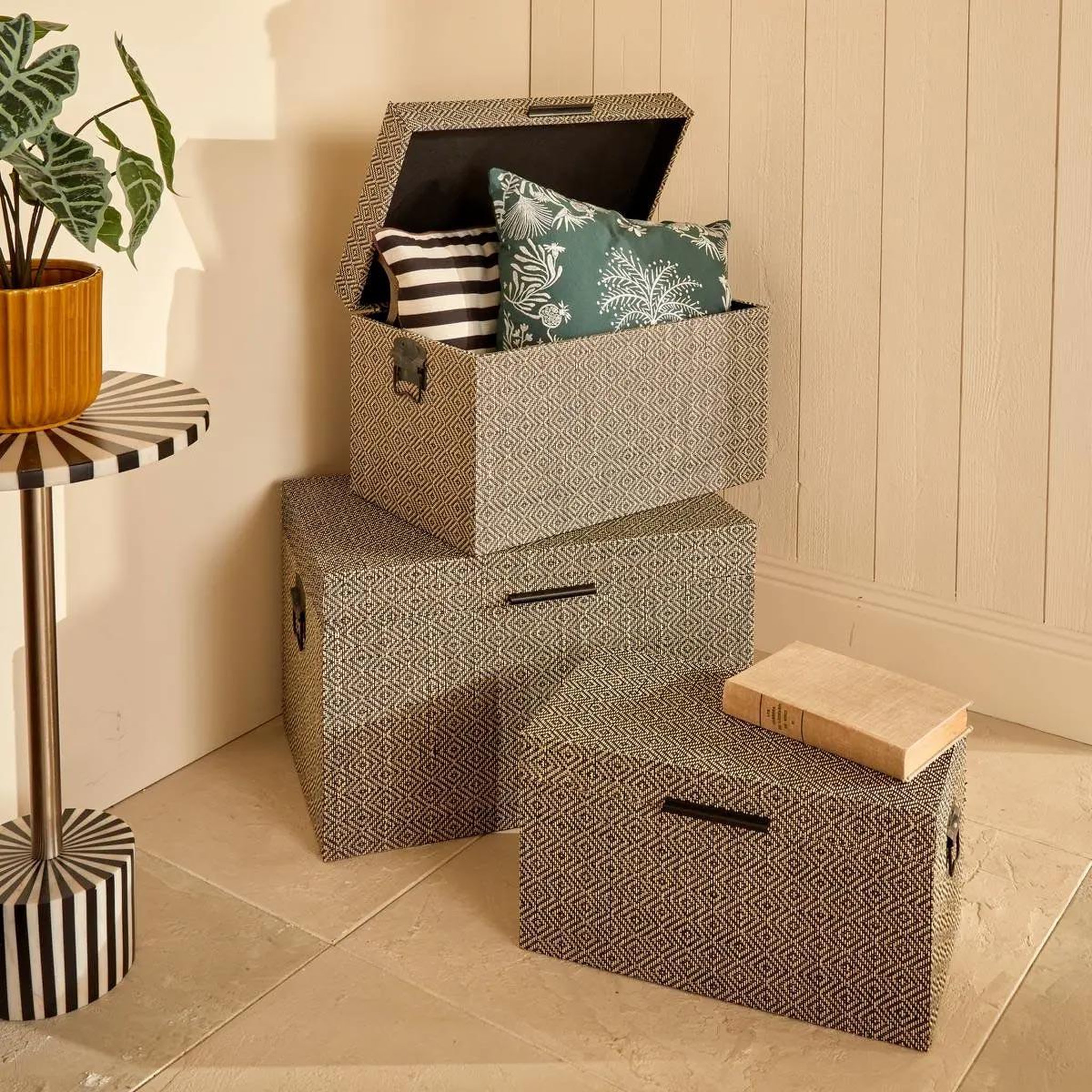 Voir la diapositive 3 : ATMOSPHERA Lot de 3 malles de rangement  the palm resort  57cm gris