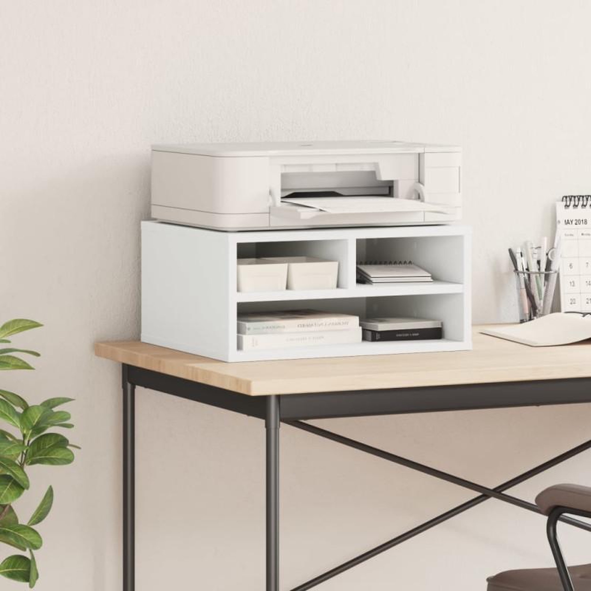 Voir la diapositive 3 : VIDAXL Support d imprimante blanc 49x40x22,5 cm bois d ingénierie