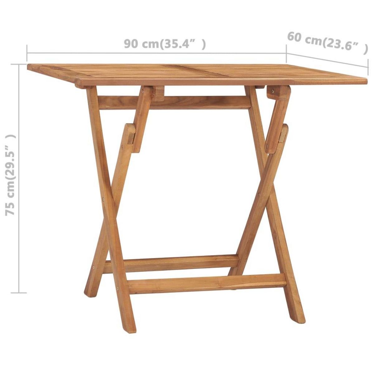 VIDAXL Table a dîner pliable de jardin 90x60x75 cm Bois de teck solide