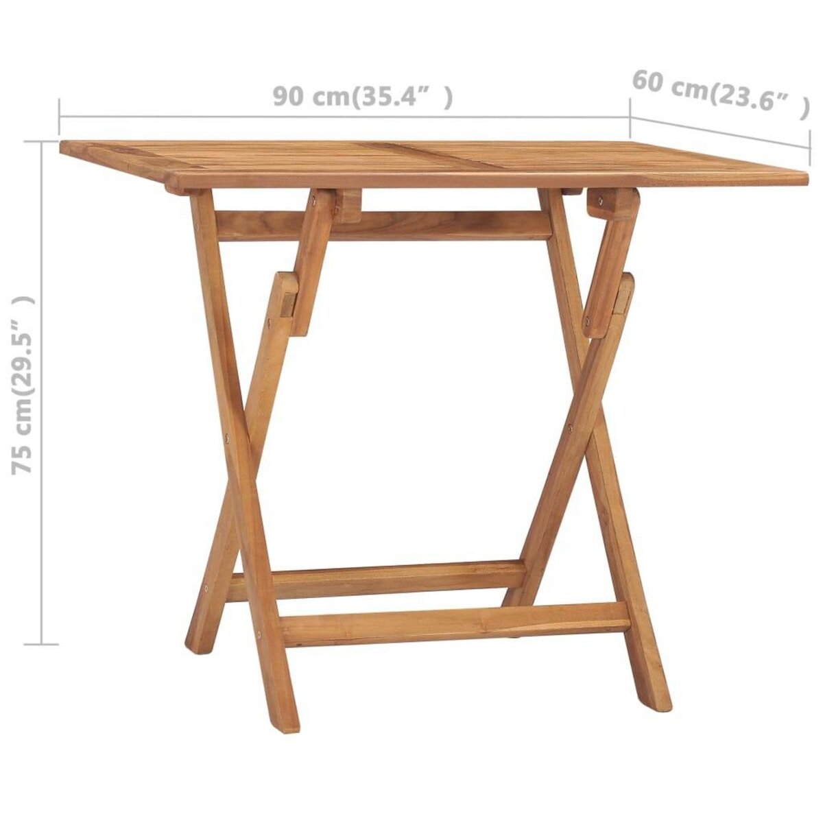 VIDAXL Table a dîner pliable de jardin 90x60x75 cm Bois de teck solide