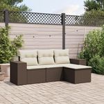 VIDAXL Salon de jardin 4 pcs avec coussins marron resine tressee
