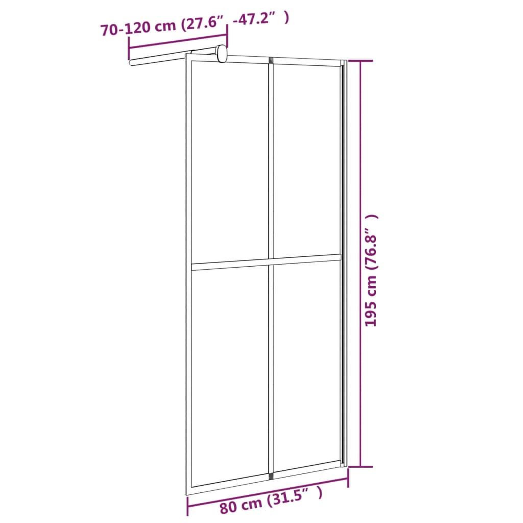 Voir la diapositive 6 : VIDAXL Ecran de douche 80x195 cm Verre trempe fonce