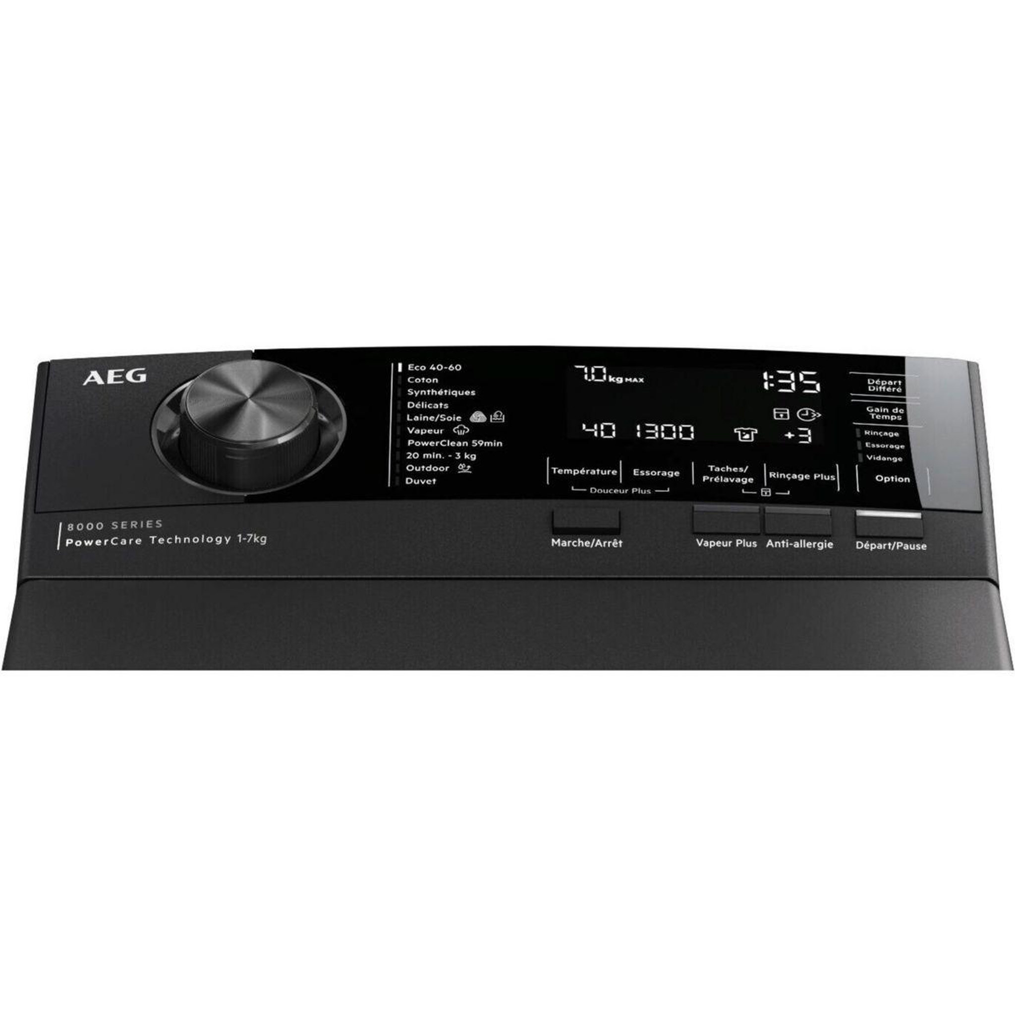 Voir la diapositive 2 : AEG Lave linge top ltr8c7313ds - 7 kg - 1300 tr/min - classe a - moteur induction - dosage automatique - noir