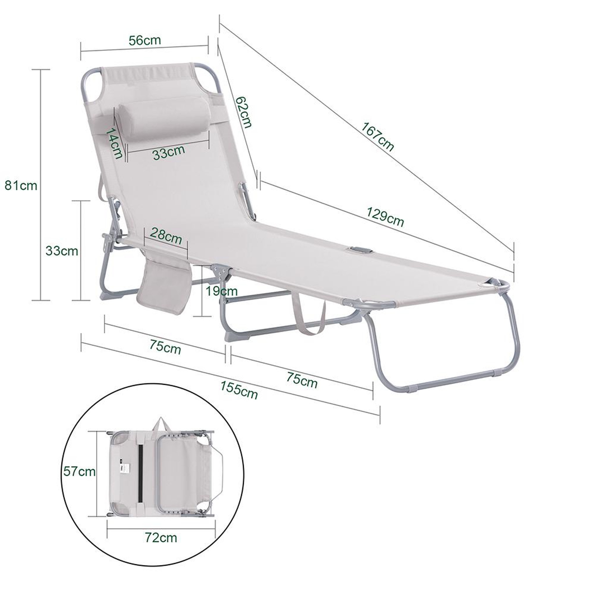 Voir la diapositive 3 : SOBUY SoBuy - Chaise Longue Pliable - Fonctionnel - OGS35