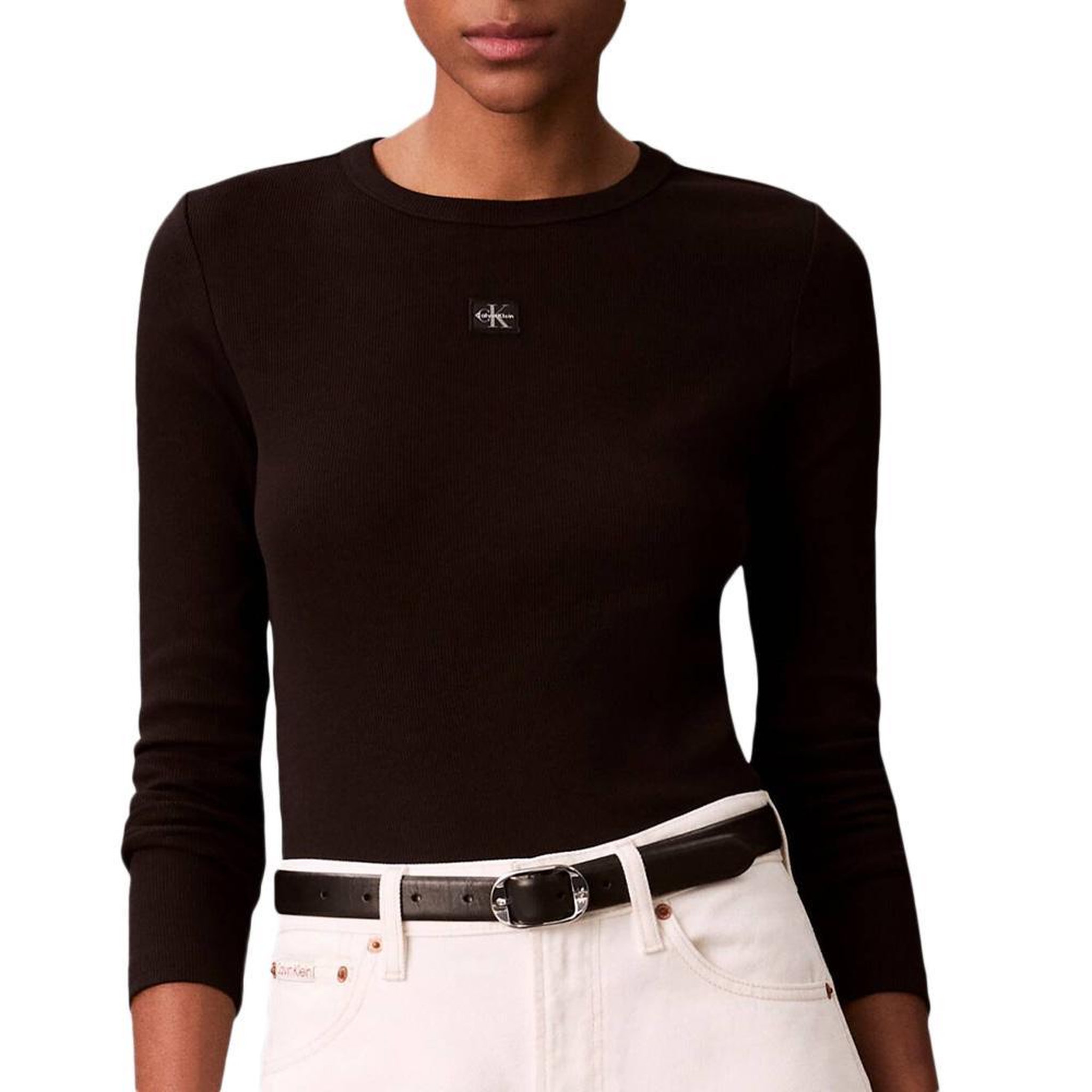 CALVIN KLEIN JEANS T-Shirt Manches Longues Noir Femme Calvin Klein Jeans Label. Coloris disponibles : Noir