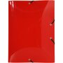 EXACOMPTA Chemise à élastique 24x32cm 3 rabats polypro Crystal rouge translucide
