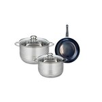 ELO Ensemble de 1 Poêle de cuisson 20 cm et 2 faitouts 20 et 24 cm Elo Prima Brillant