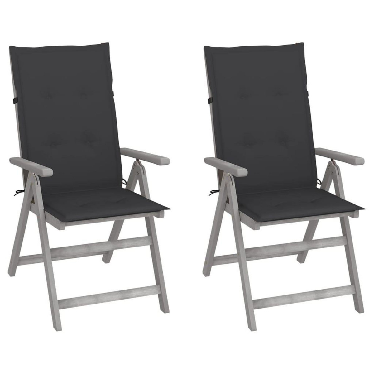 VIDAXL Chaises inclinables de jardin lot de 2 et coussins Bois acacia