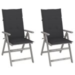 VIDAXL Chaises inclinables de jardin lot de 2 et coussins Bois acacia