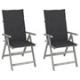 Voir la diapositive 1 : VIDAXL Chaises inclinables de jardin lot de 2 et coussins Bois acacia